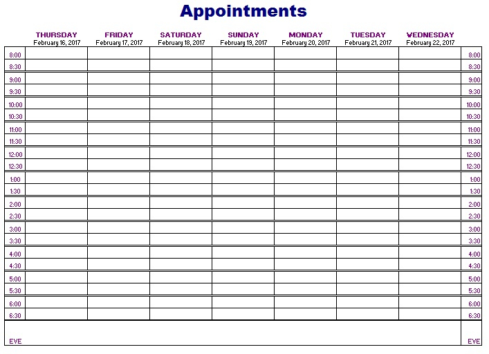 12 Free Sample Appointment Schedule Templates Printable 