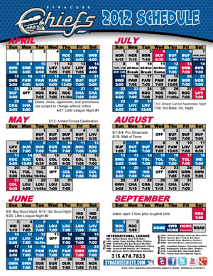2012 Printable Schedule Syracuse Mets Schedule