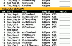 2018 19 Pittsburgh Steelers Printable Schedule