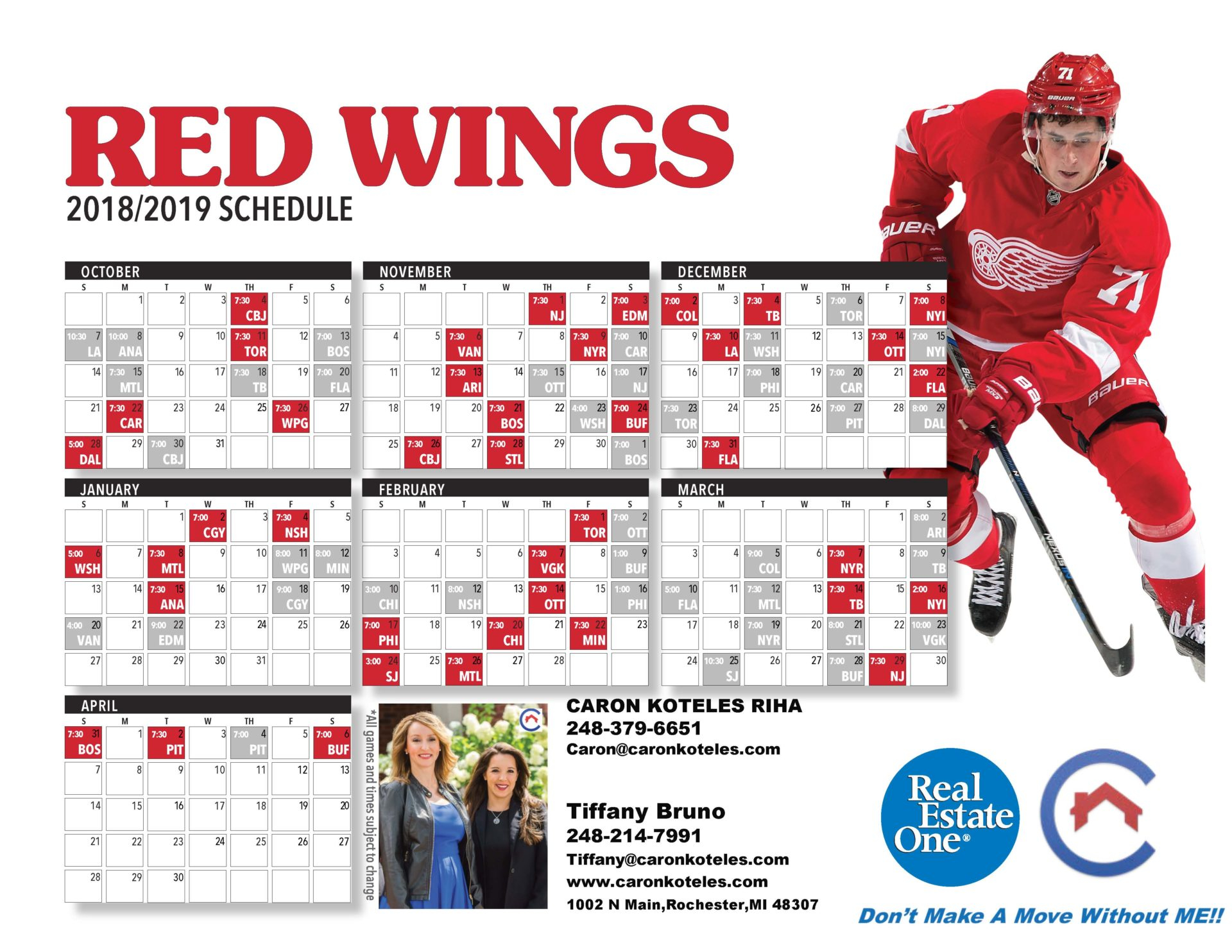 Detroit Red Wings Home Schedule 2021 20 Printable Printable Schedule