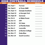 2018 Clemson Tigers Football Printable Schedule Clemson