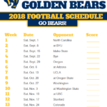 2018 Printable California Golden Bears Football Schedule