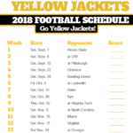 2018 Printable Georgia Tech Yellow Jackets Football