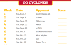 2018 Printable Iowa State Cyclones Football Schedule