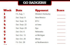 2018 Printable Wisconsin Badgers Football Schedule With