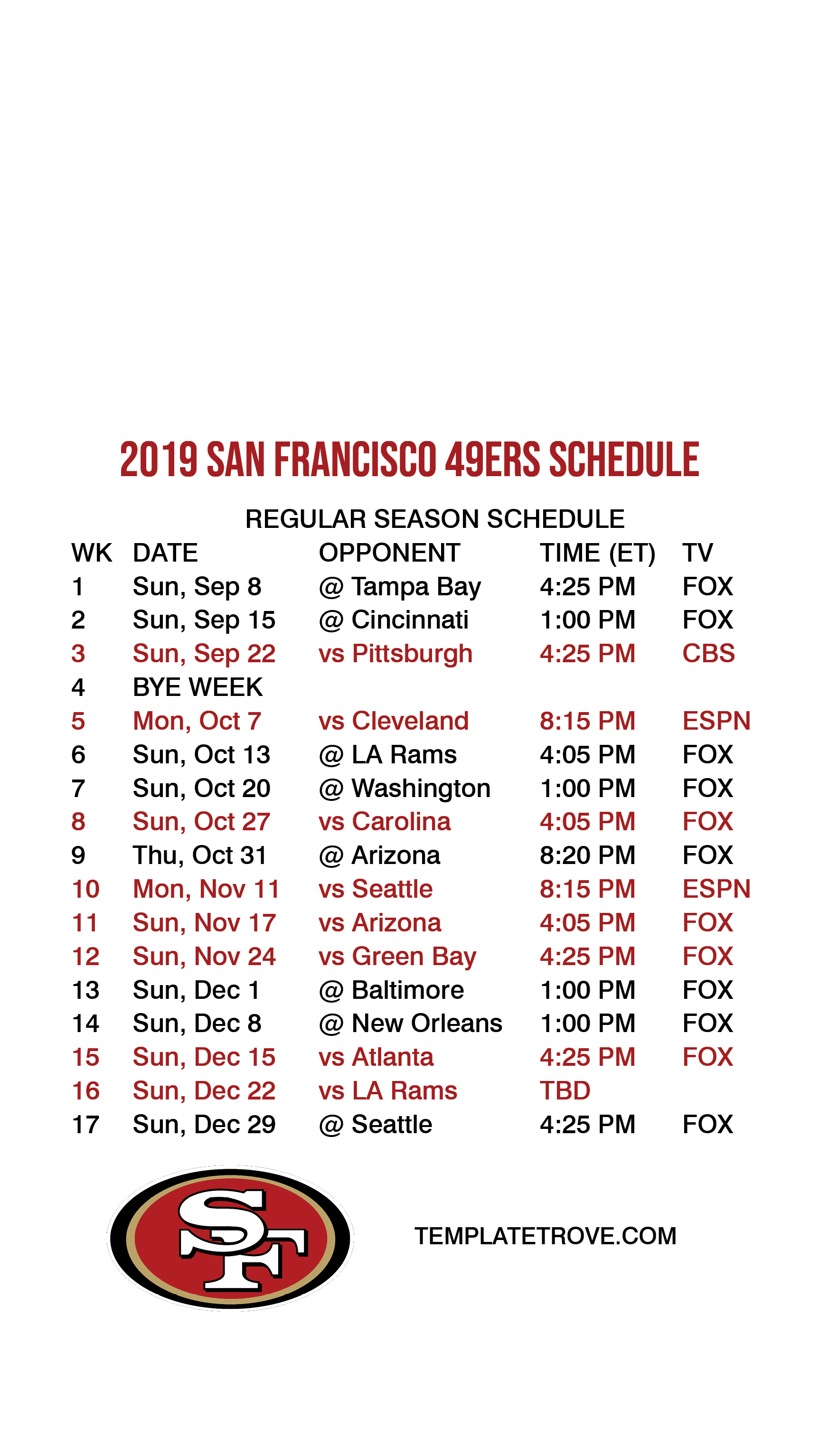 2019 2020 San Francisco 49ers Lock Screen Schedule For 