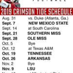 2019 Crimson Tide Football Schedule Alabama Football