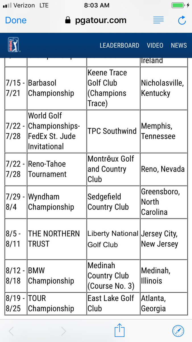 2019 Pga Tour Schedule Download 2020 Calendar Printable 