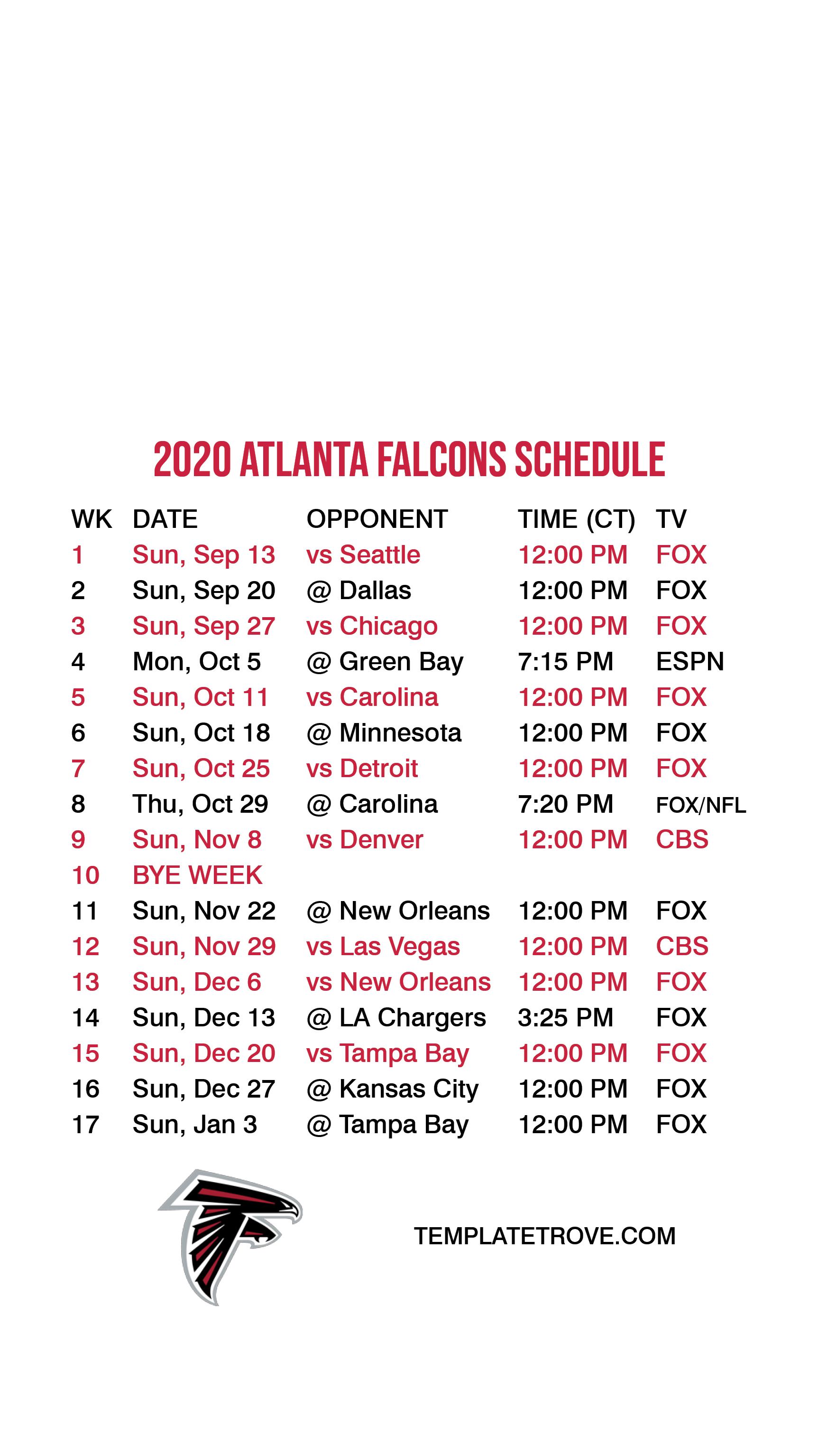 2020 2021 Atlanta Falcons Lock Screen Schedule For IPhone 