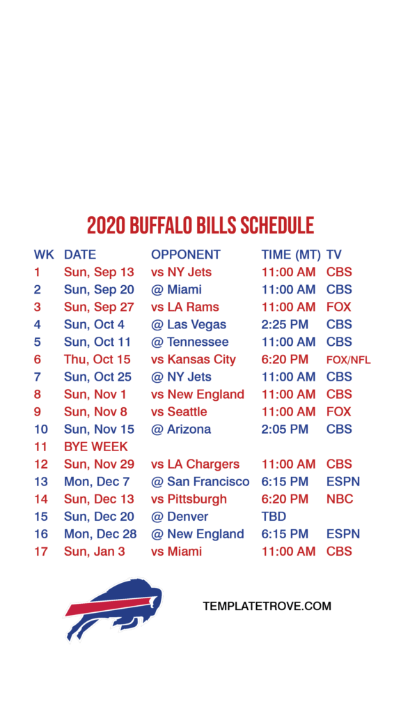 2020 2021 Buffalo Bills Lock Screen Schedule For IPhone 6