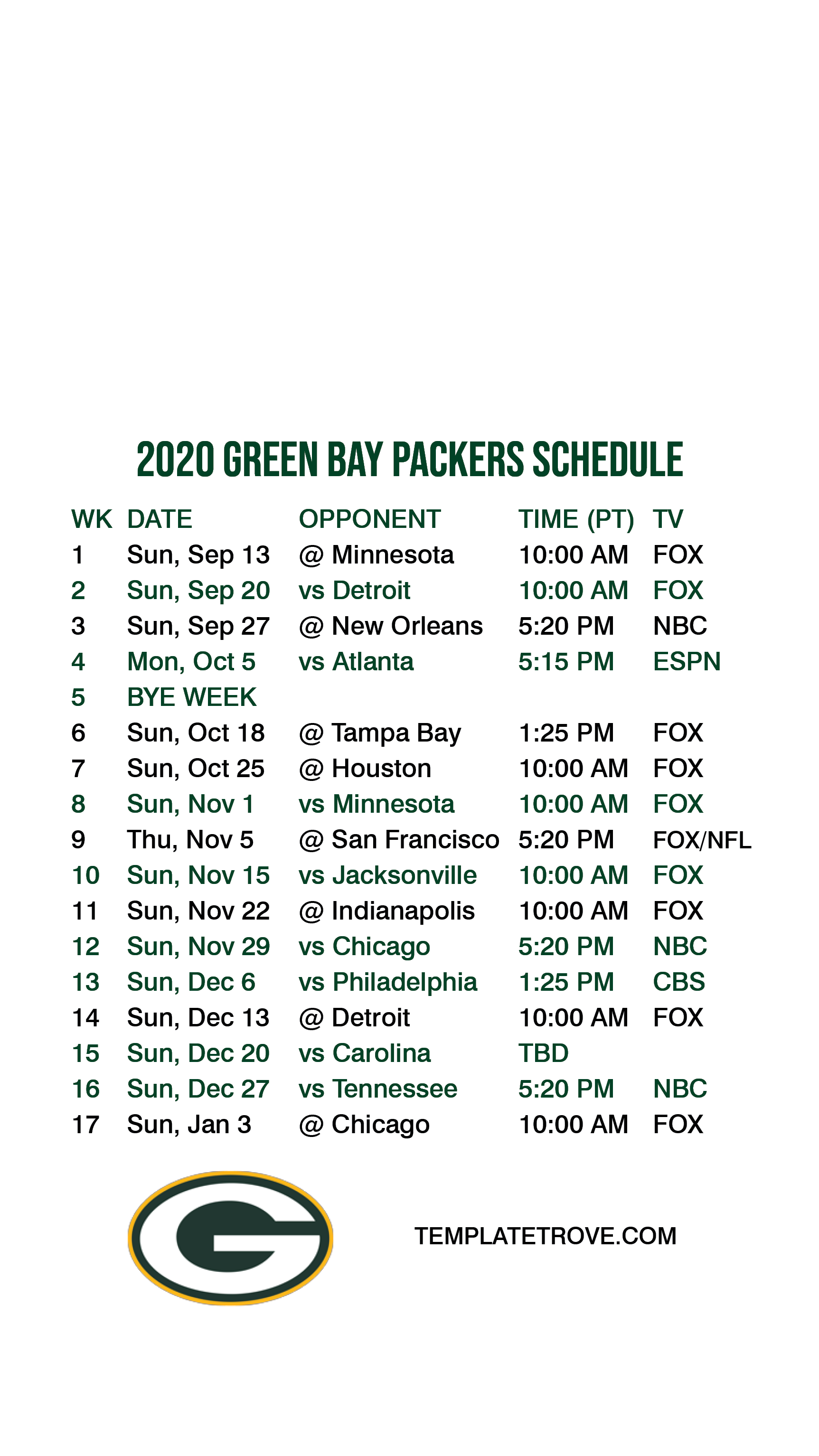 2020 2021 Green Bay Packers Lock Screen Schedule For 