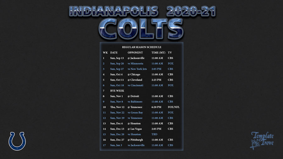 2020 2021 Indianapolis Colts Wallpaper Schedule