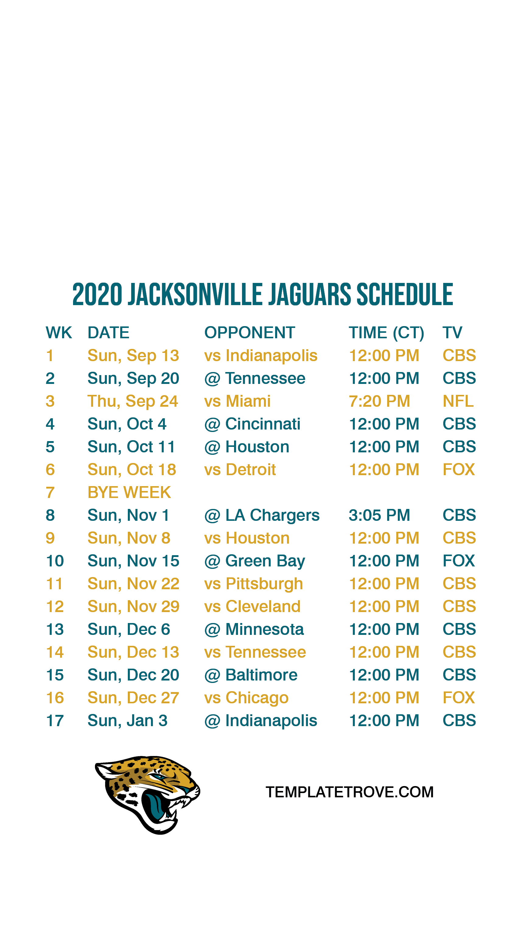 2020 2021 Jacksonville Jaguars Lock Screen Schedule For 
