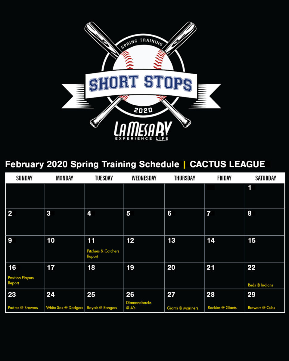 2020 Cactus League Spring Training Schedule La Mesa RV