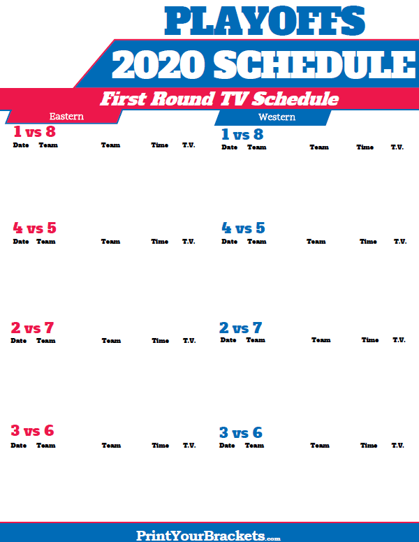 2020 NBA Playoffs TV Schedule Printable