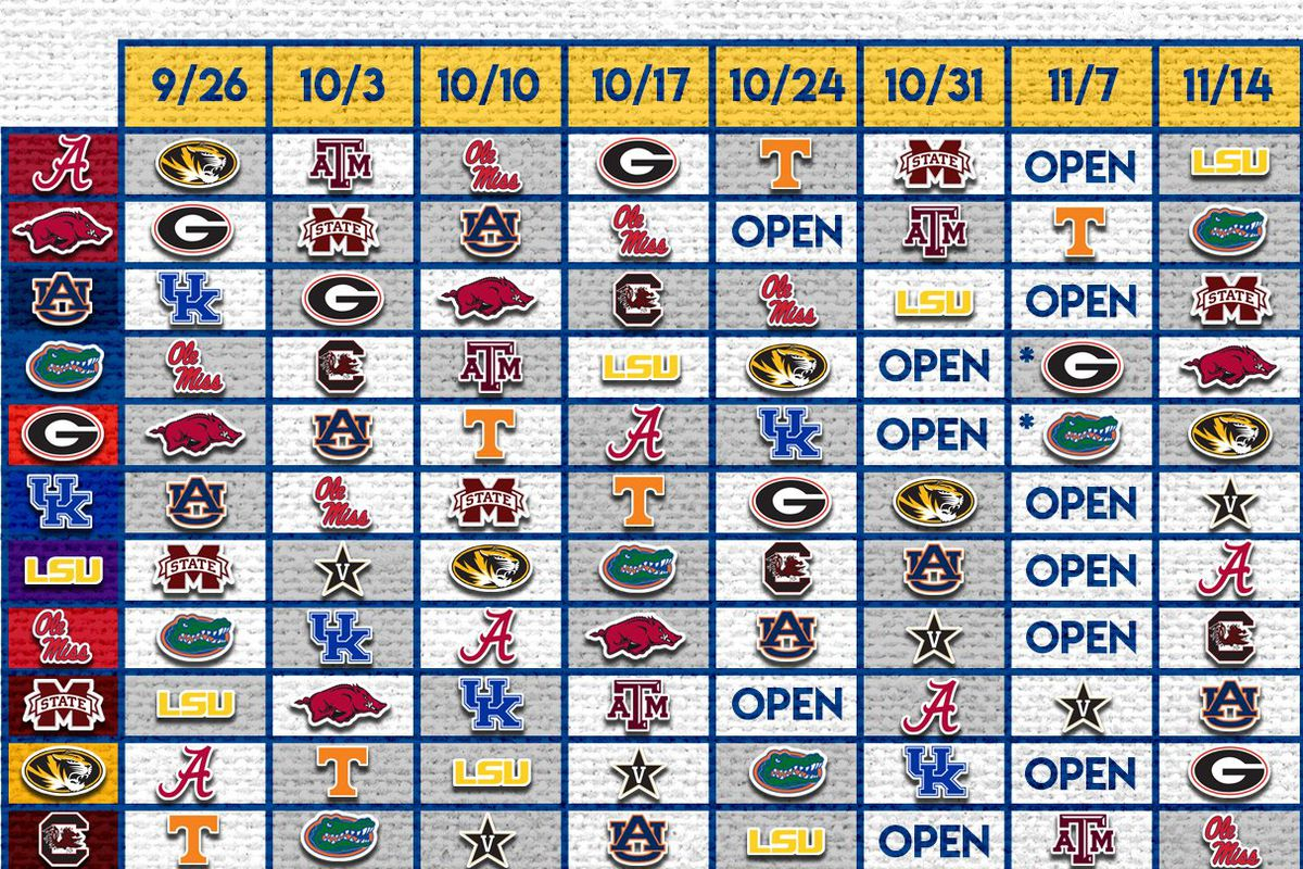 2020 SEC Football Schedule A Sea Of Blue