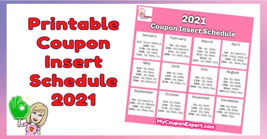 2021 Coupon Insert Schedule PRINTABLE VERSION