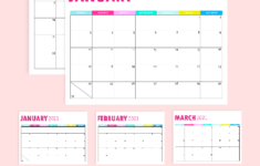 2021 Monthly Calendar Printable So Pretty In Pink