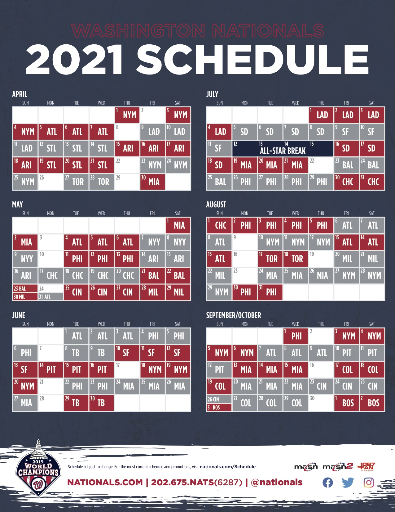 2021 Schedule Announced Nats To Host Mets In Opener 