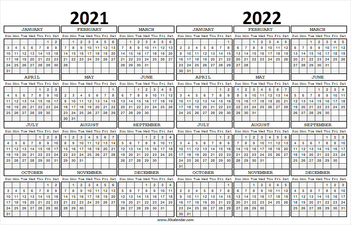 2021 To 2022 Calendar Planner Monthly Calendar Template Free