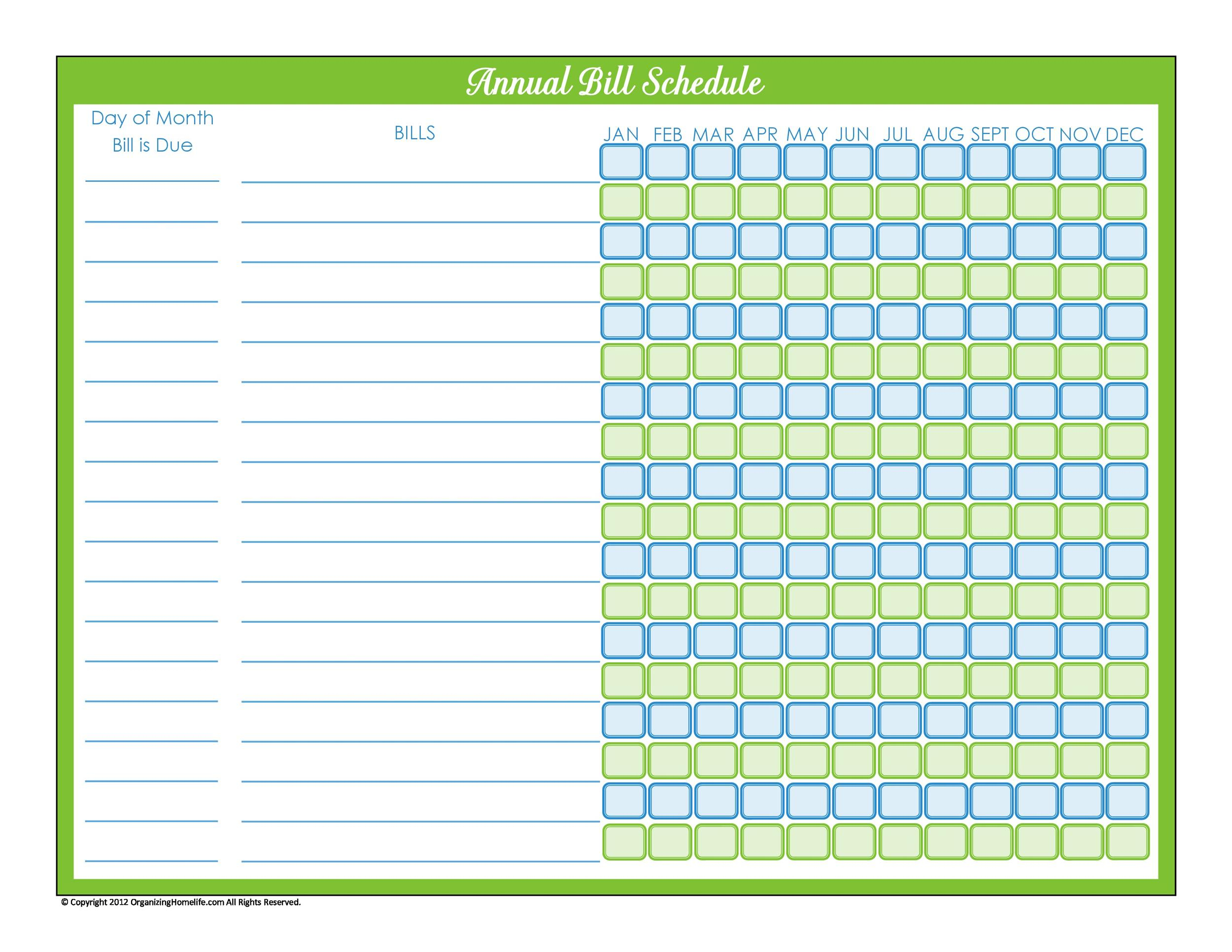 Free Printable Bill Pay Templates