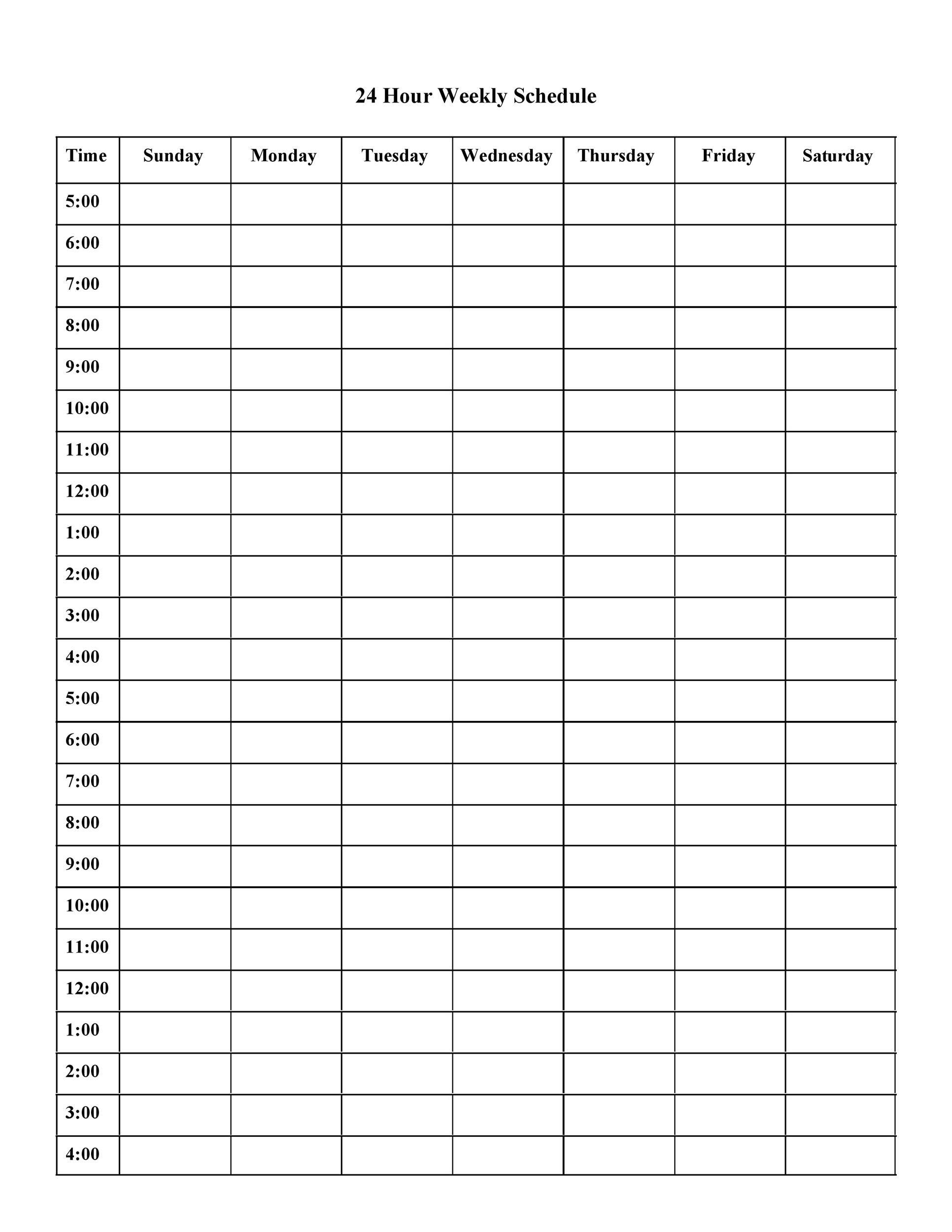 43 Effective Hourly Schedule Templates Excel MS Word 