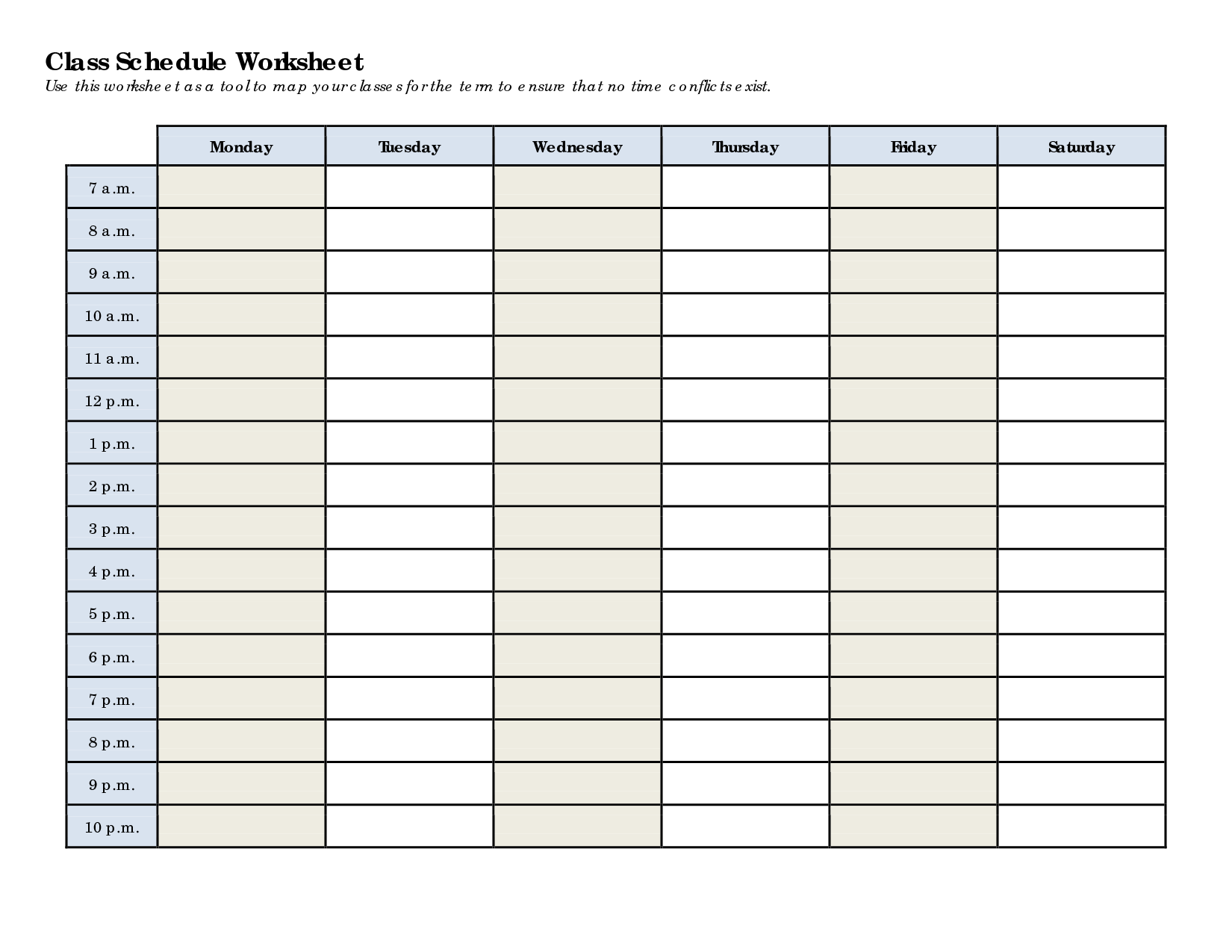 5 Best Images Of Printable Blank Class Schedule Weekly 