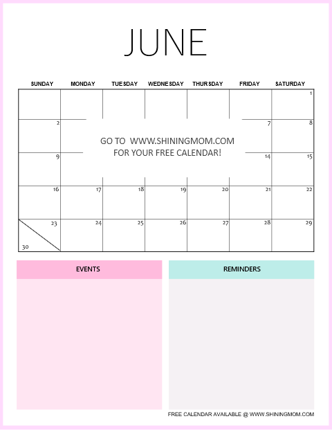 6 FREE Printable Calendars For June To Get Your Schedules 