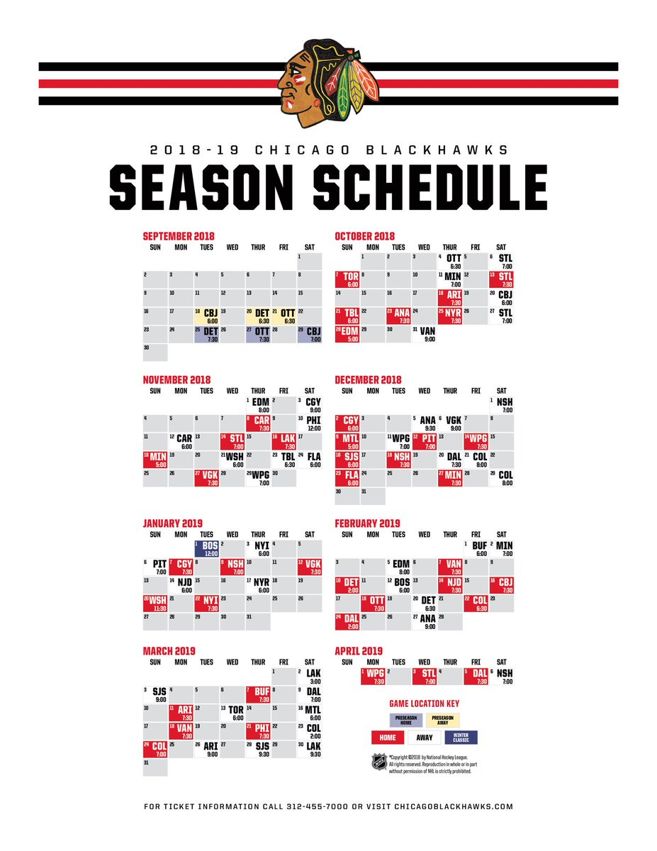 Printable Blackhawks Schedule 2021 20 Printable Schedule