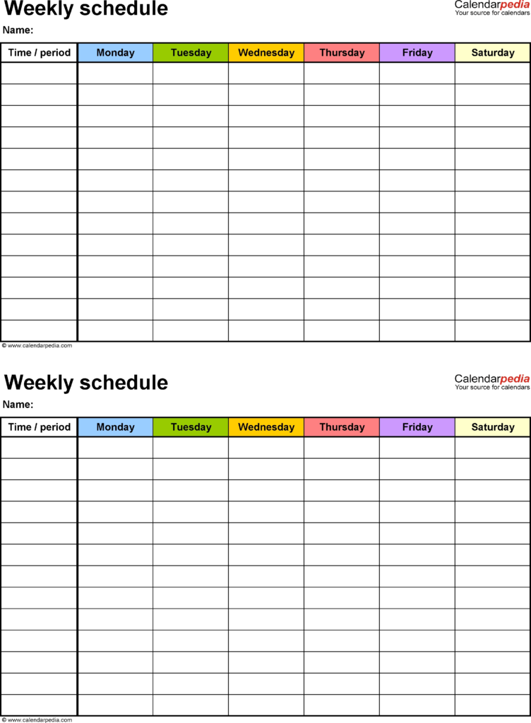 7 Day Calendar Template Excel Free Calendar Template Example