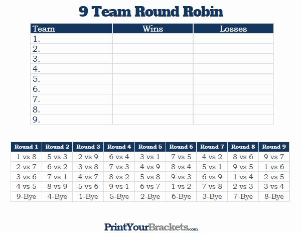 9 Team Schedule Template Best Of 9 Team Round Robin 