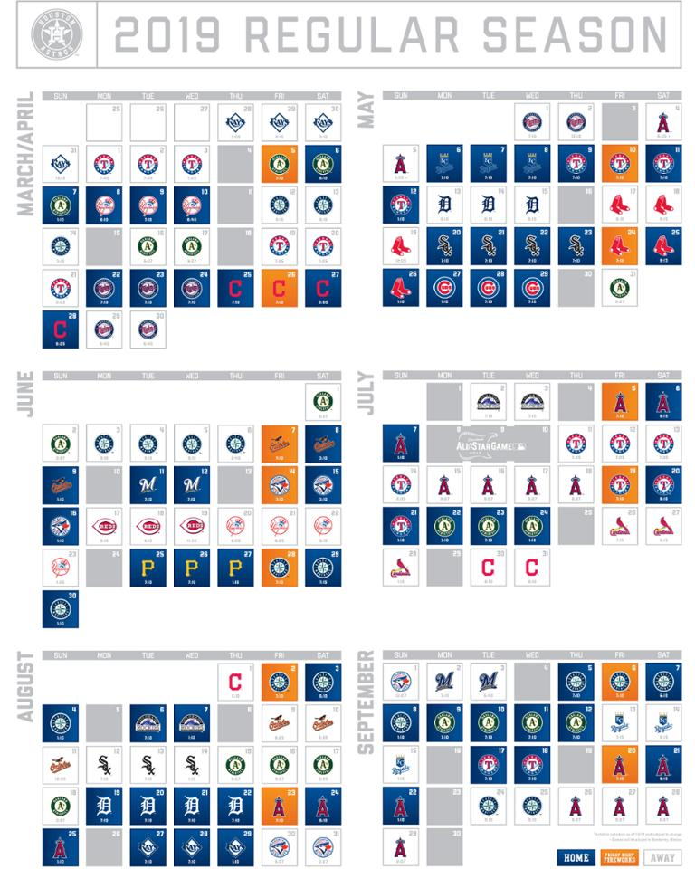 Astros Schedule 2020 Printable That Are Clever Clifton Blog