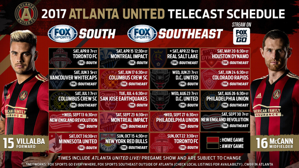 Atlanta United 2017 TV Schedule