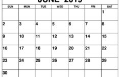 Blank June 2019 Calendar Printable