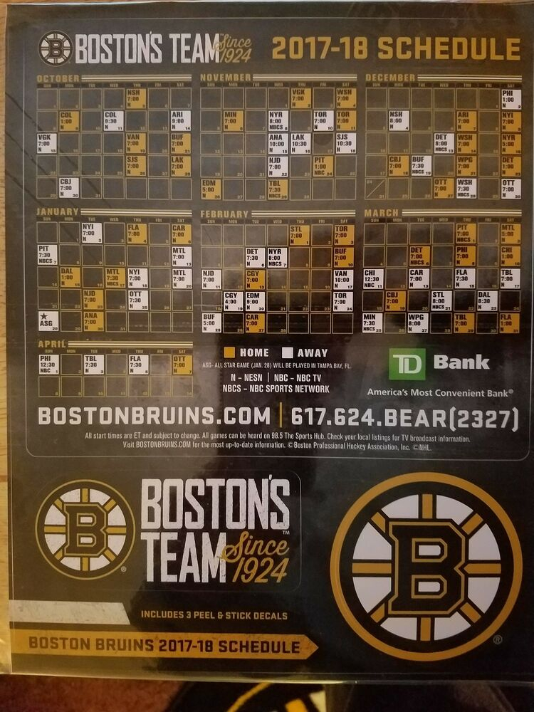 Boston Bruins Printable Schedule That Are Monster Jimmy