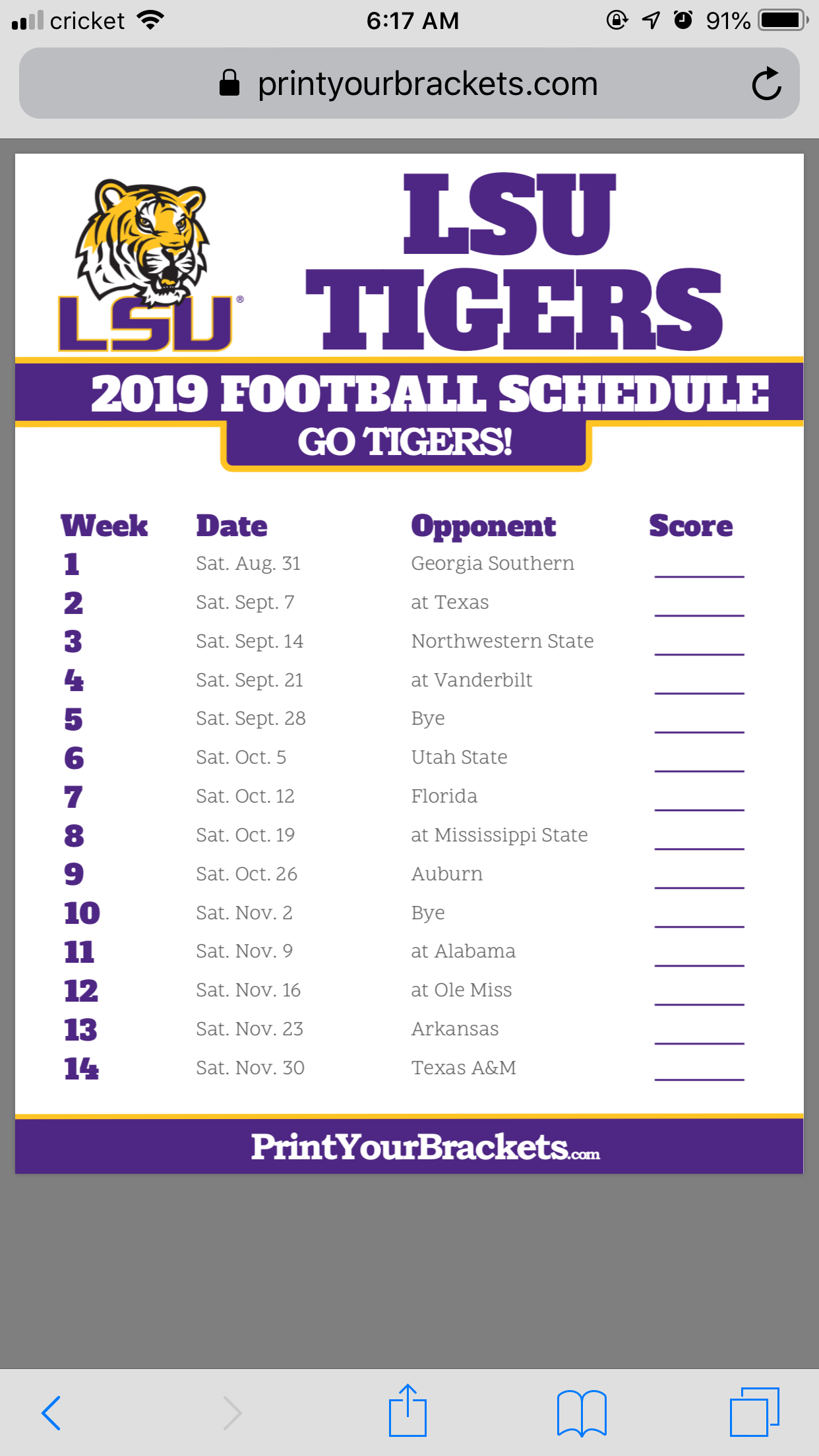 Can Someone Please Share 2019 LSU Football Schedule 
