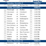 Central Time Week 14 NFL Schedule 2016 Printable