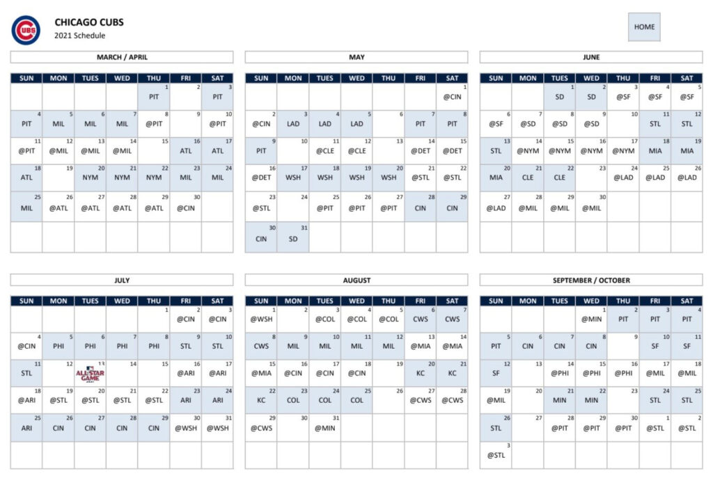 Chicago Cubs Announce 2021 Schedule