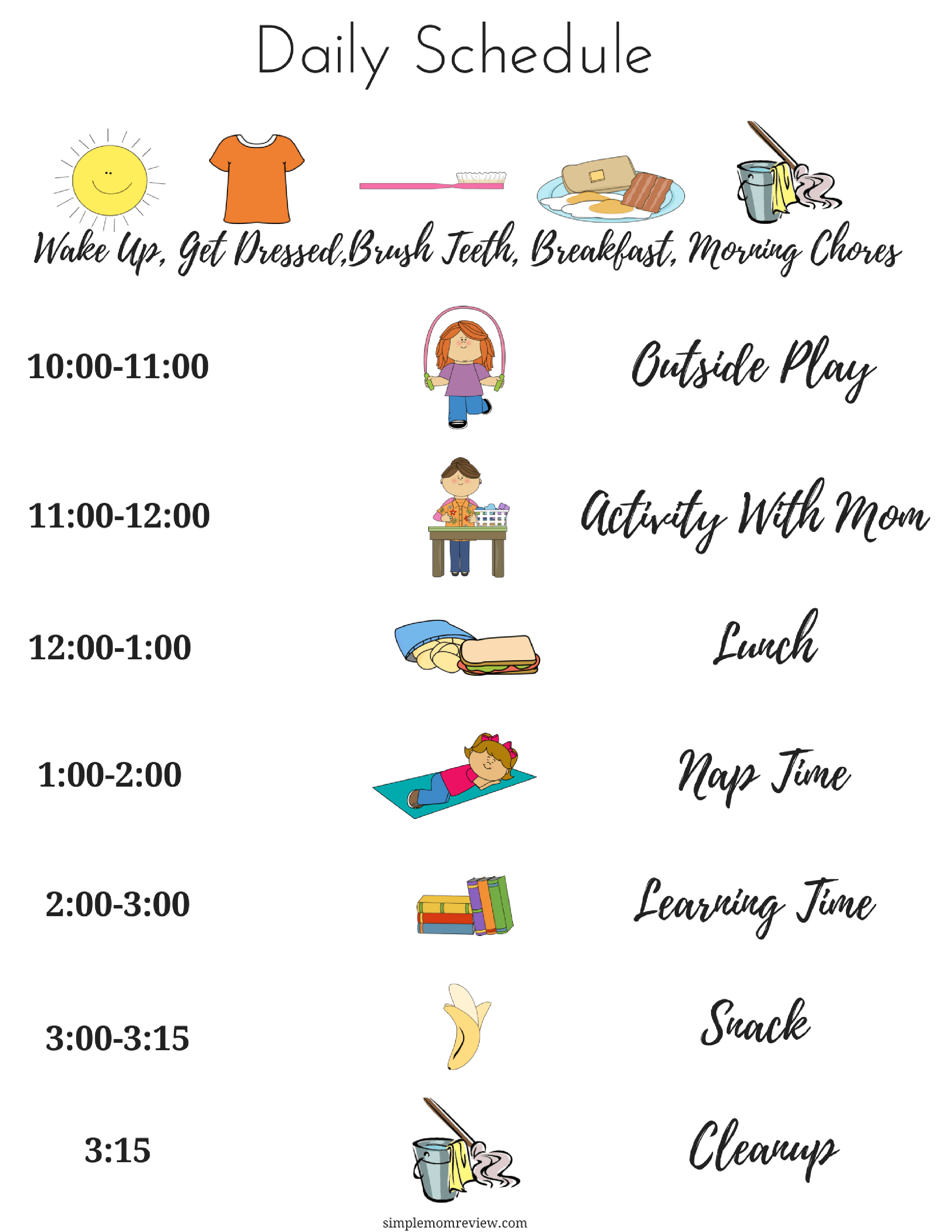 Daily Summer Schedule For Kids Free Printable Kids 