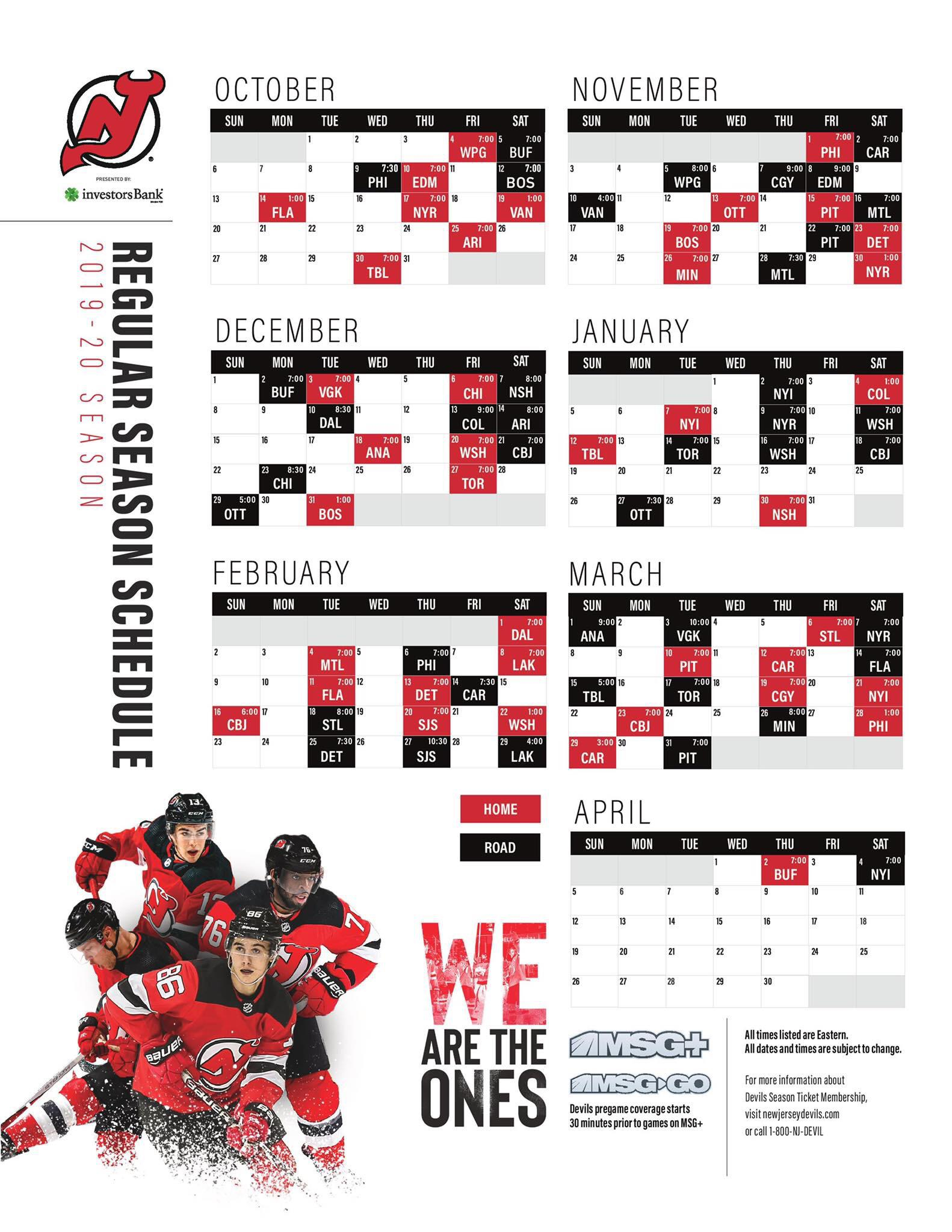 Devils 2019 20 Schedule Released Devils