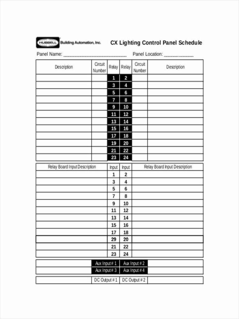 Electrical Panel Schedule Template Pdf Addictionary