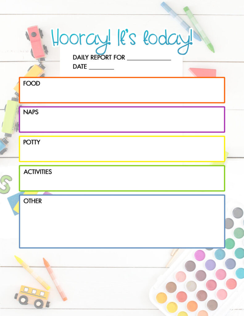 Free Daycare Daily Report Child Care Printable The DIY