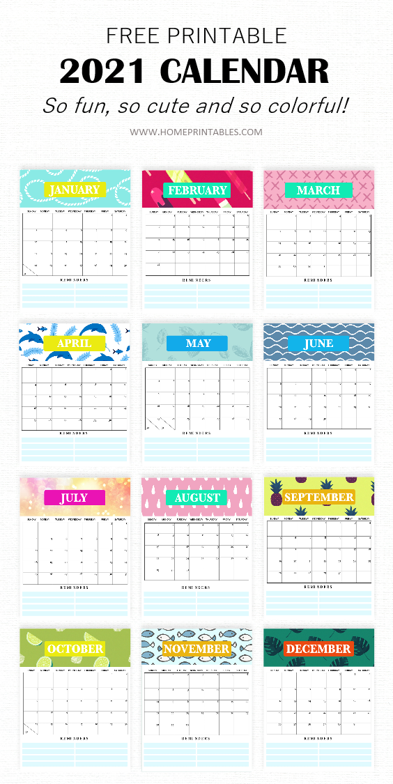 Free Monthly Calendar 2021 Printable Super Cute Style 