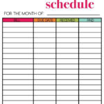 Free Printable Bill Payment Schedule Room Surf