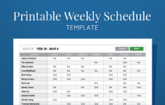 Free Printable Weekly Work Schedule Template For Employee