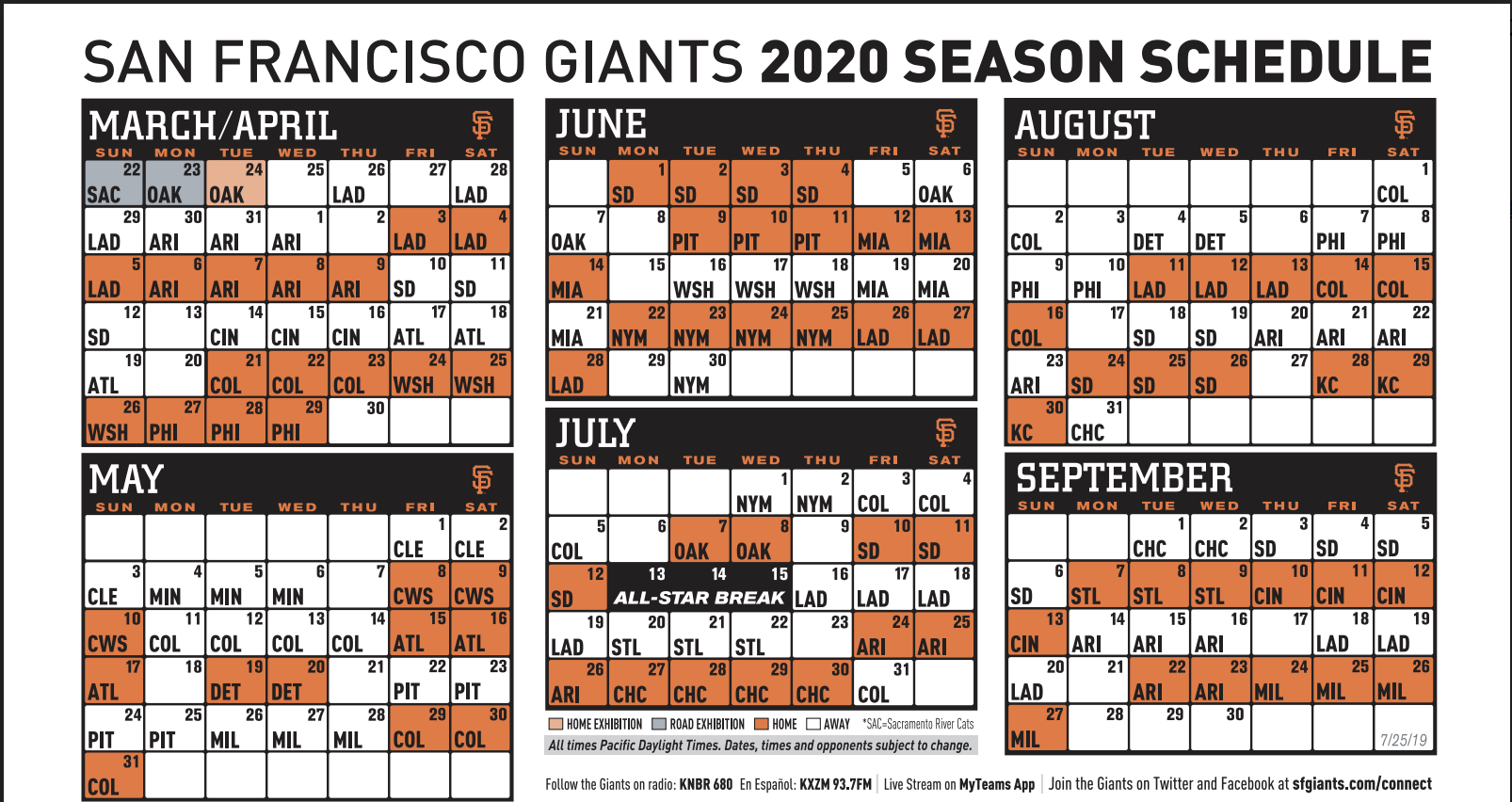 Giants Announce Tentative 2020 Regular Season Schedule 