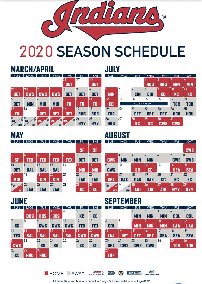 Indians 2020 Schedule Revealed Let s Go Tribe