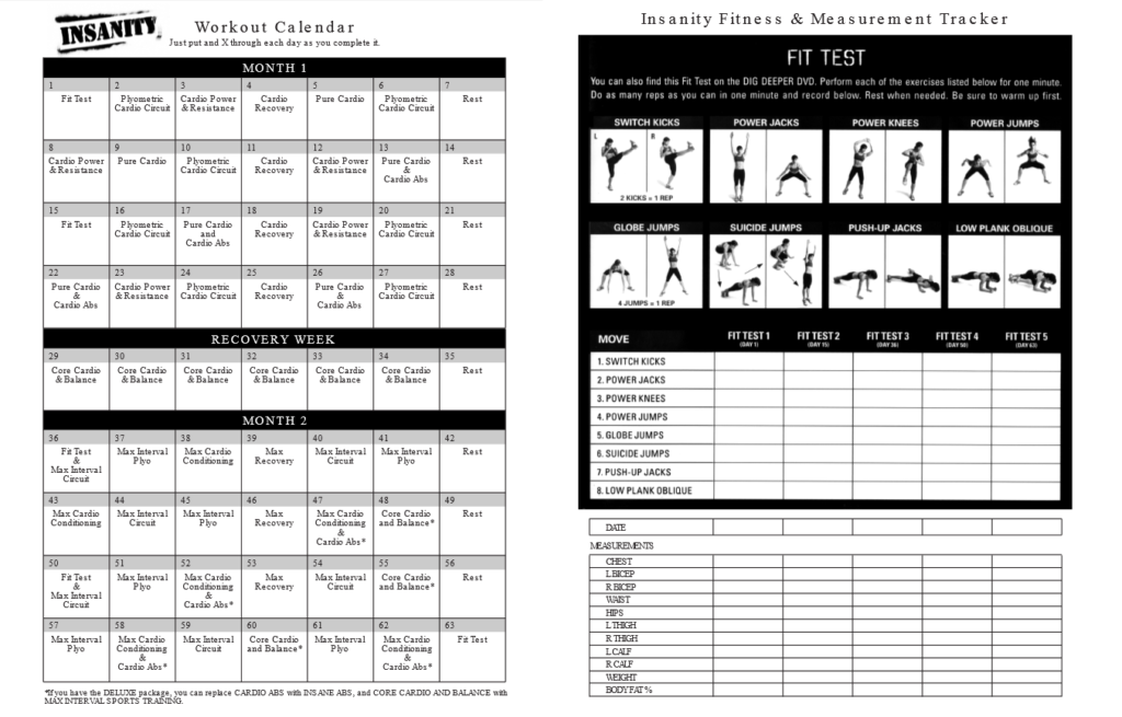 Insanity Workout Schedule Calendar Workout Essentials