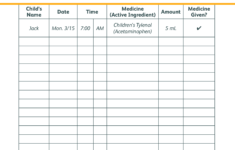 Kid S Medicine Schedule Templates At