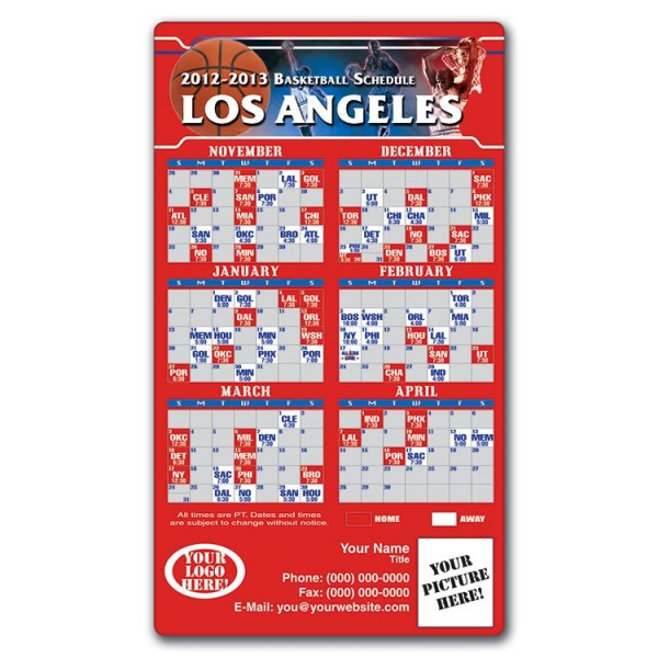 Los Angeles Clippers Basketball Team Schedule Magnets 4 X 